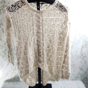 Poof Hi-Low Cotton Crocheted Sweater Top